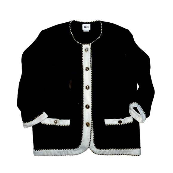 Vintage 80s Leslie Faye Button Down Suit Jacket Blazer Rope Detail Size 20 W - Picture 1 of 10